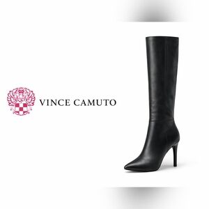 Vince Camuto Black Leather Knee High Boots Stiletto Heel Women’s Sz 7.